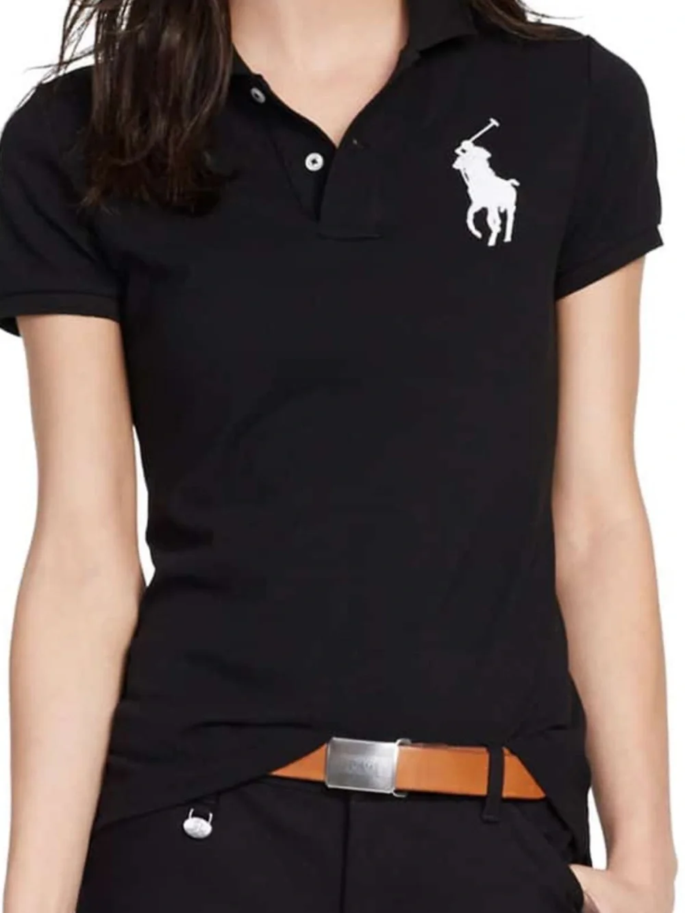 Polo Ralph Lauren Girl Unisex Black Polo with White Pony Logo - Kids Size 10/12